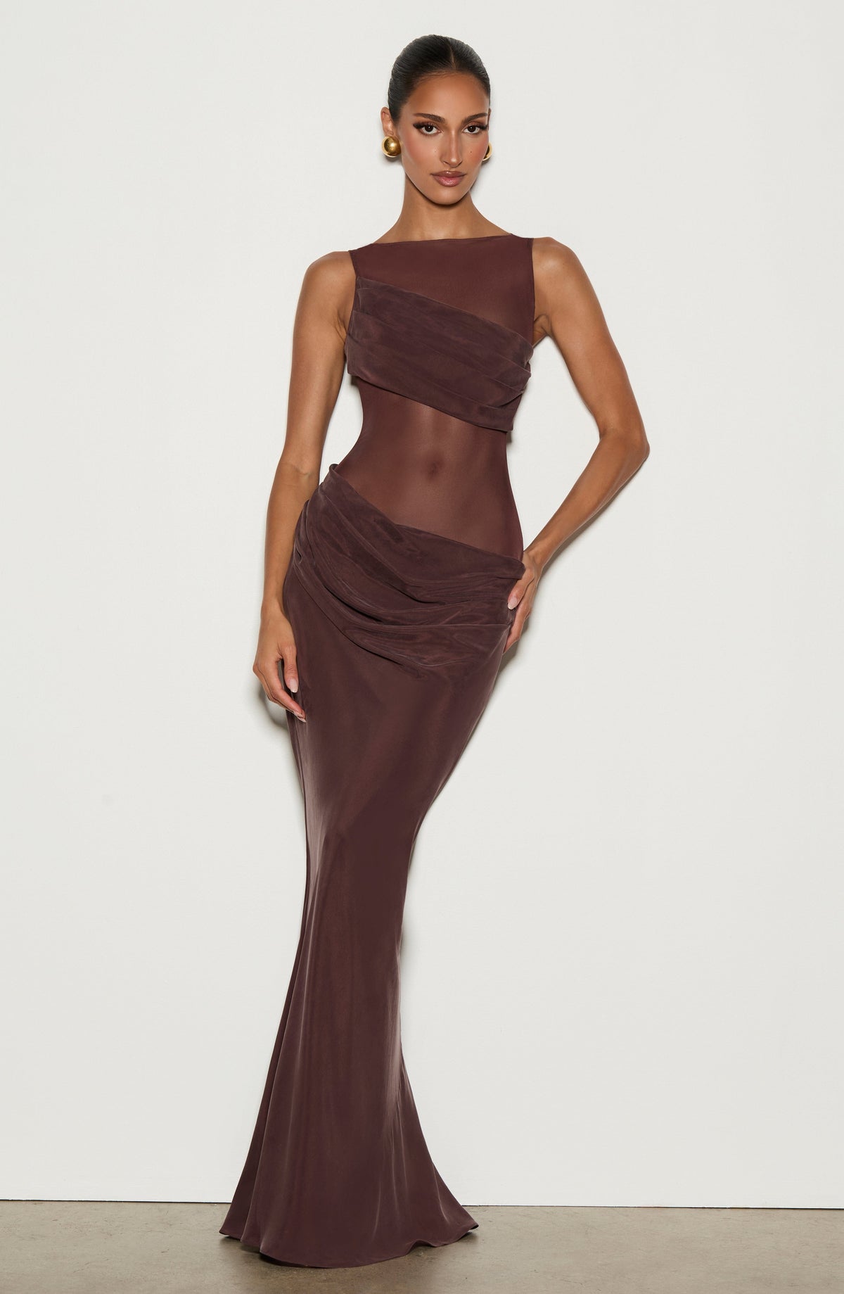Gracelyn Maxi Elbise - Mürdüm Kahve