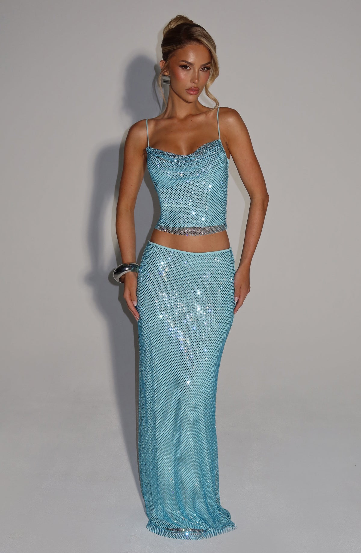 Hali Maxi Etek - Aqua Mavi