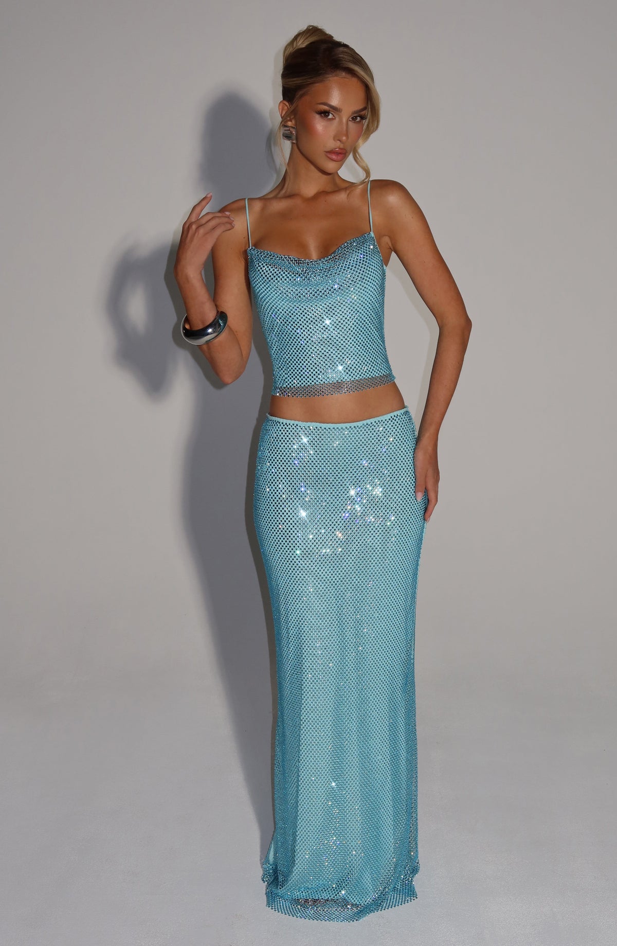 Hali Maxi Etek - Aqua Mavi