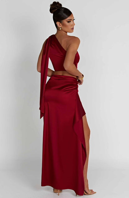 Halsey Maxi Etek - Şarap