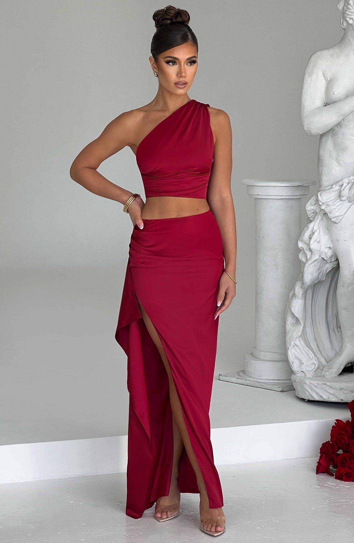 Halsey Maxi Etek - Şarap