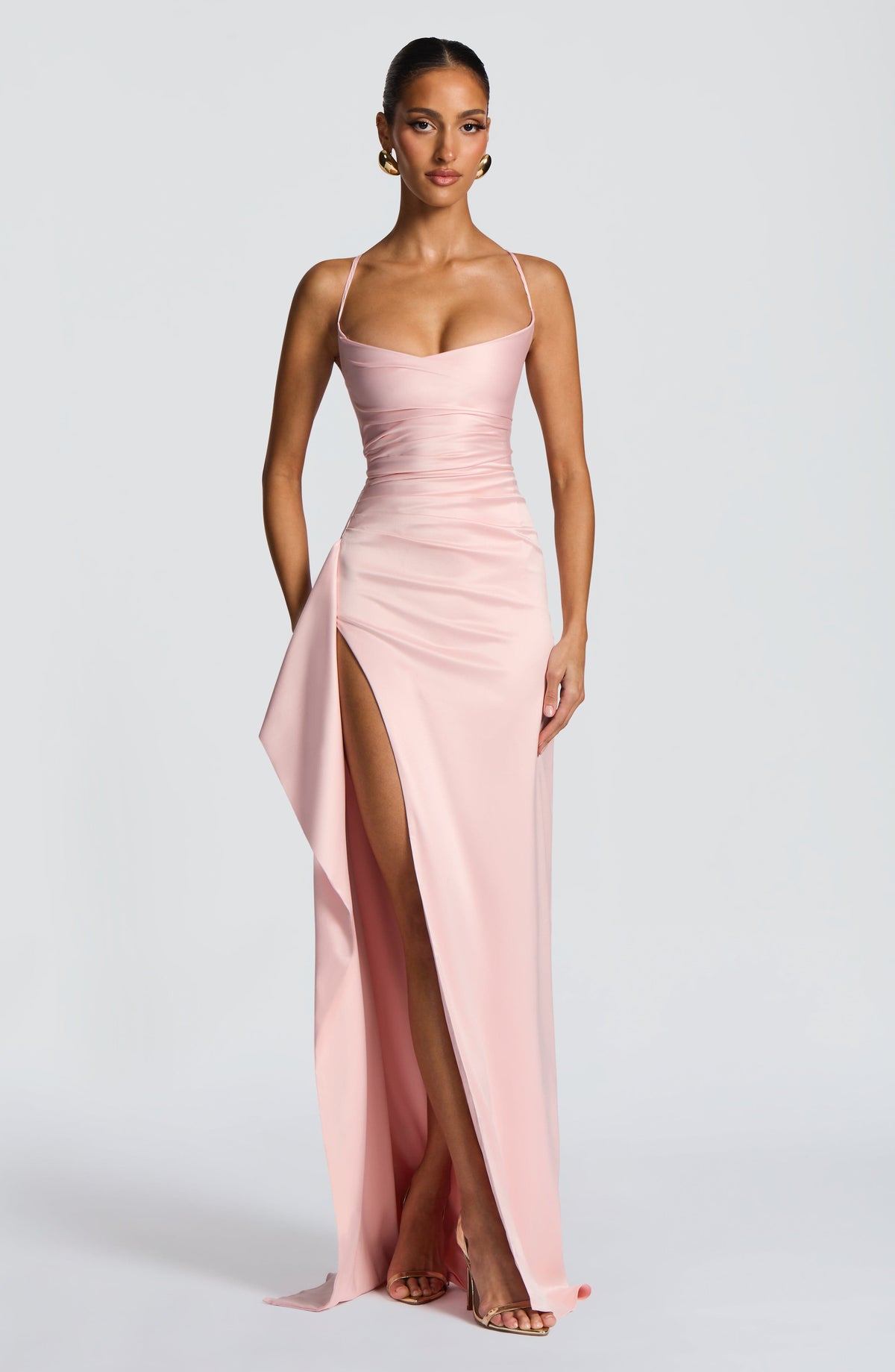 Helen Maxi Elbise - Pudra