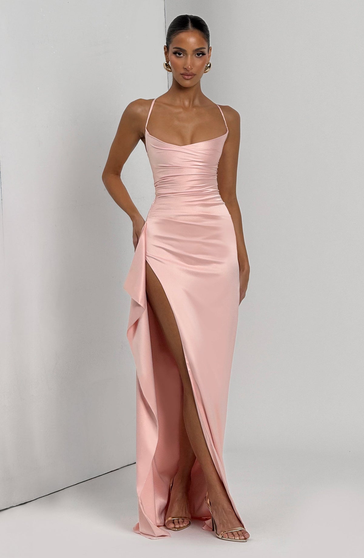 Helen Maxi Elbise - Pudra