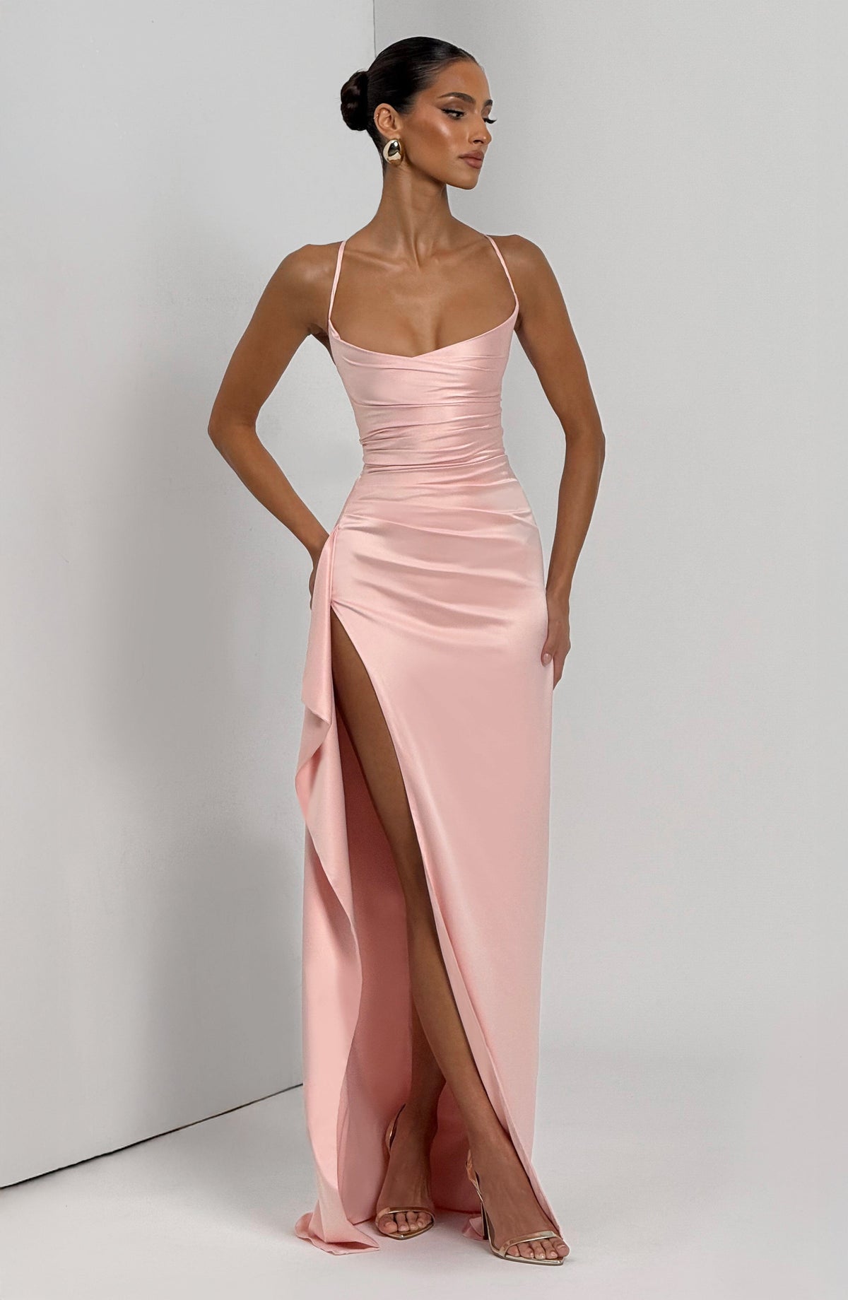 Helen Maxi Elbise - Pudra