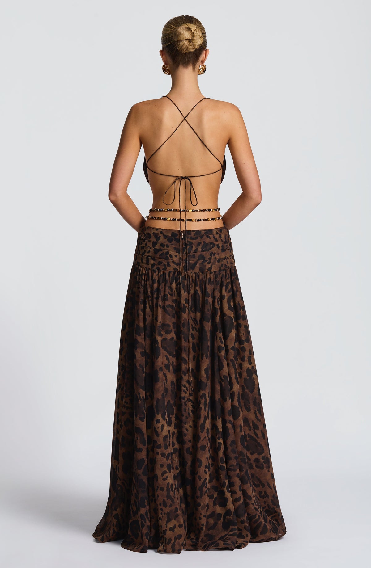 Indianna Maxi Elbise - Leopar Desenli