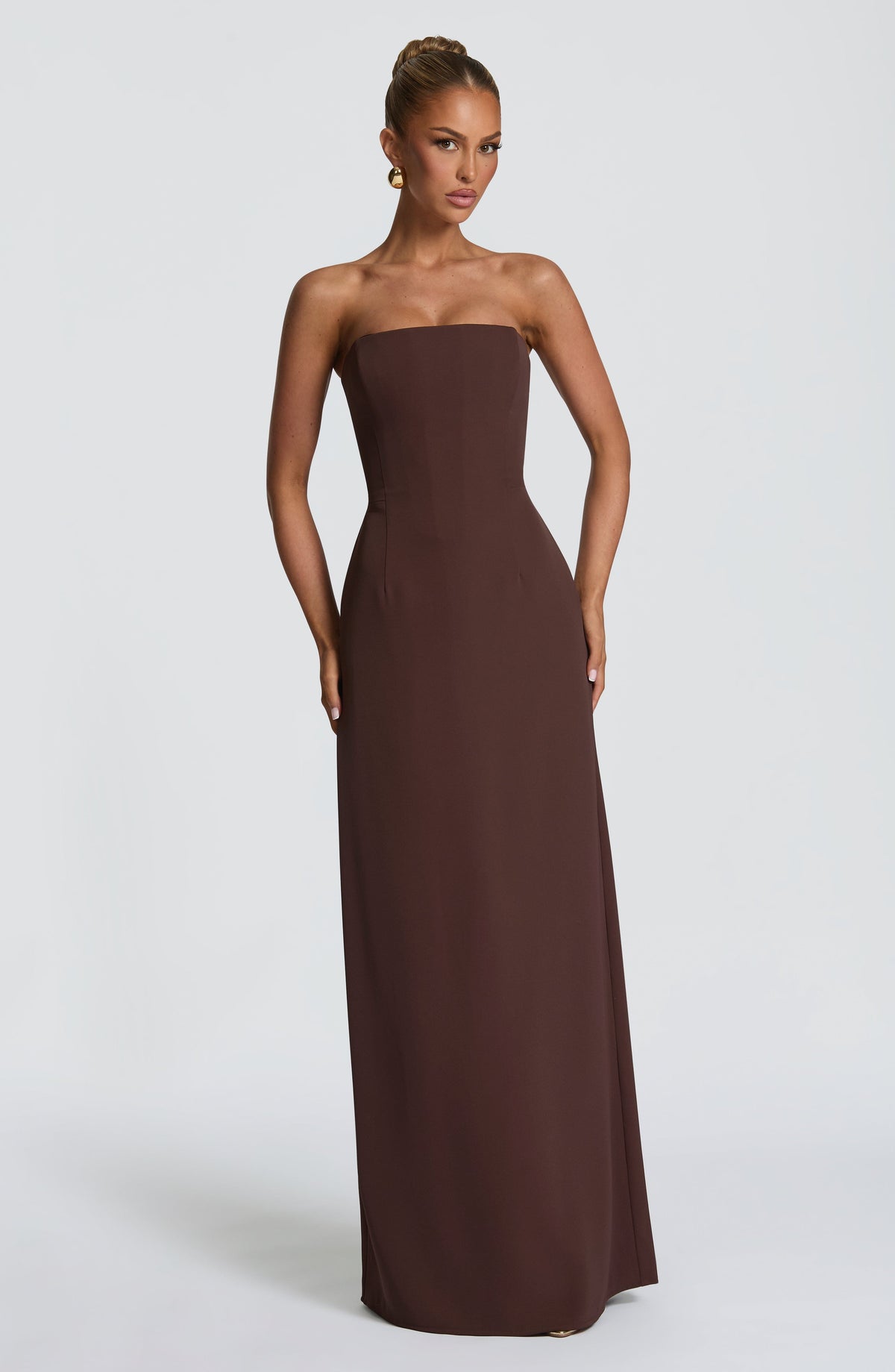Irmina Maxi Elbise - Mürdüm Kahve