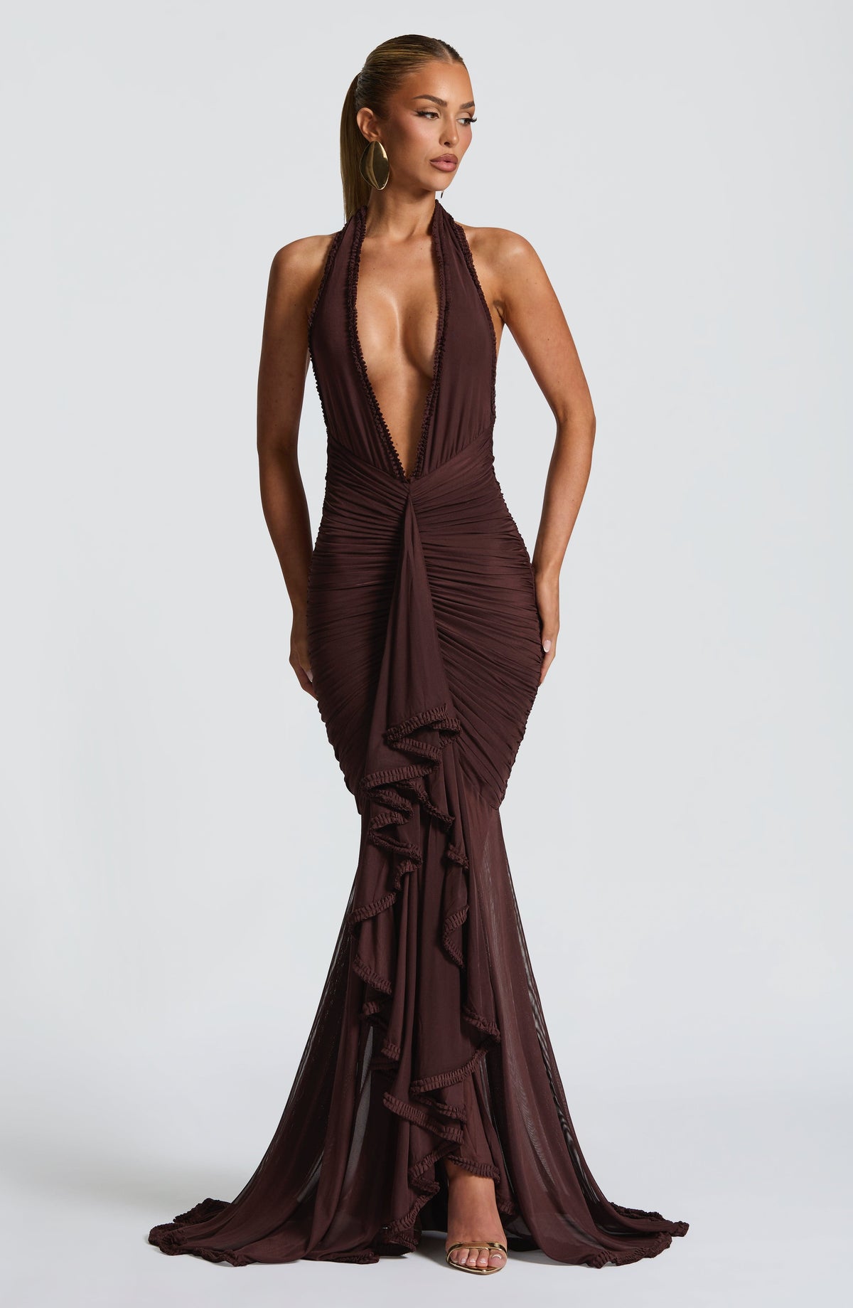 Janessa Maxi Elbise - Mürdüm Kahve