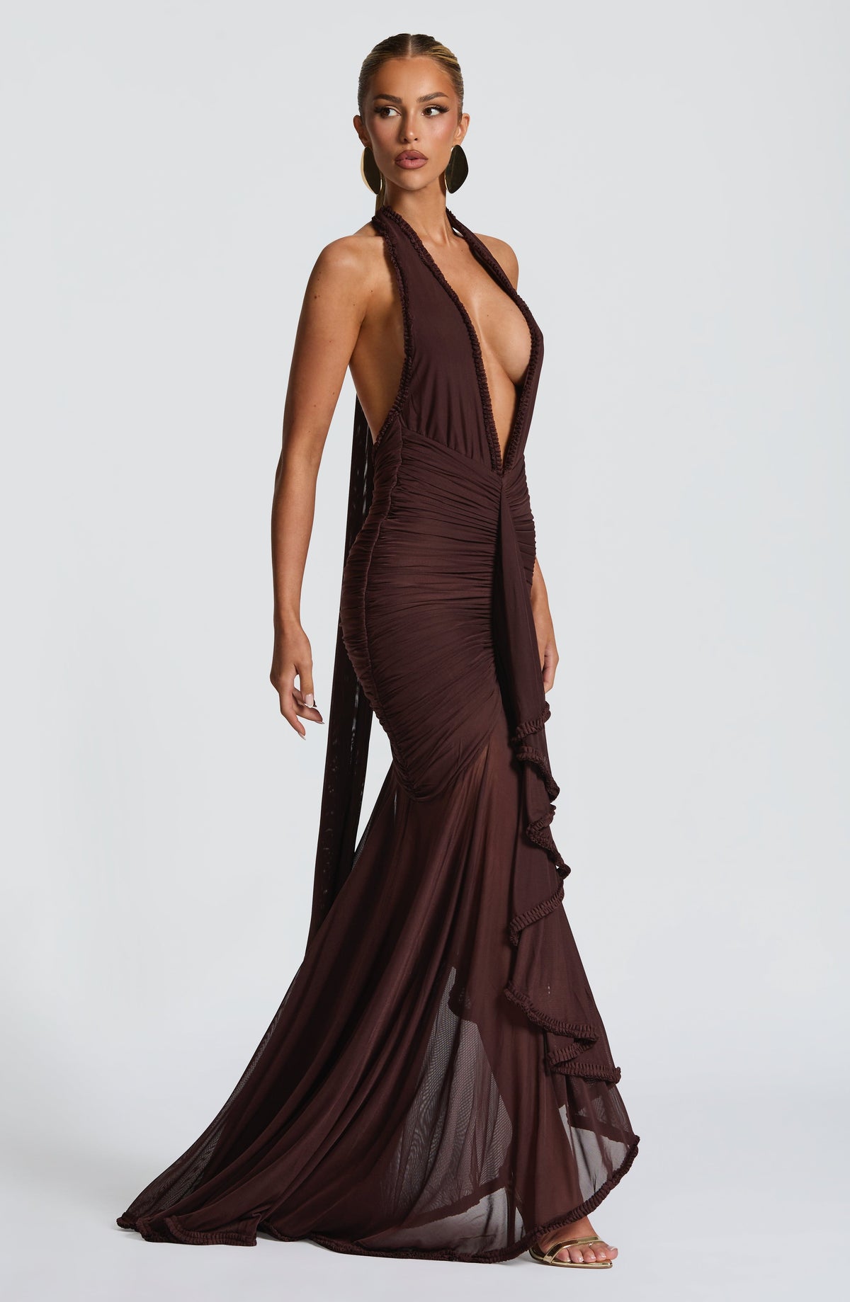 Janessa Maxi Elbise - Mürdüm Kahve