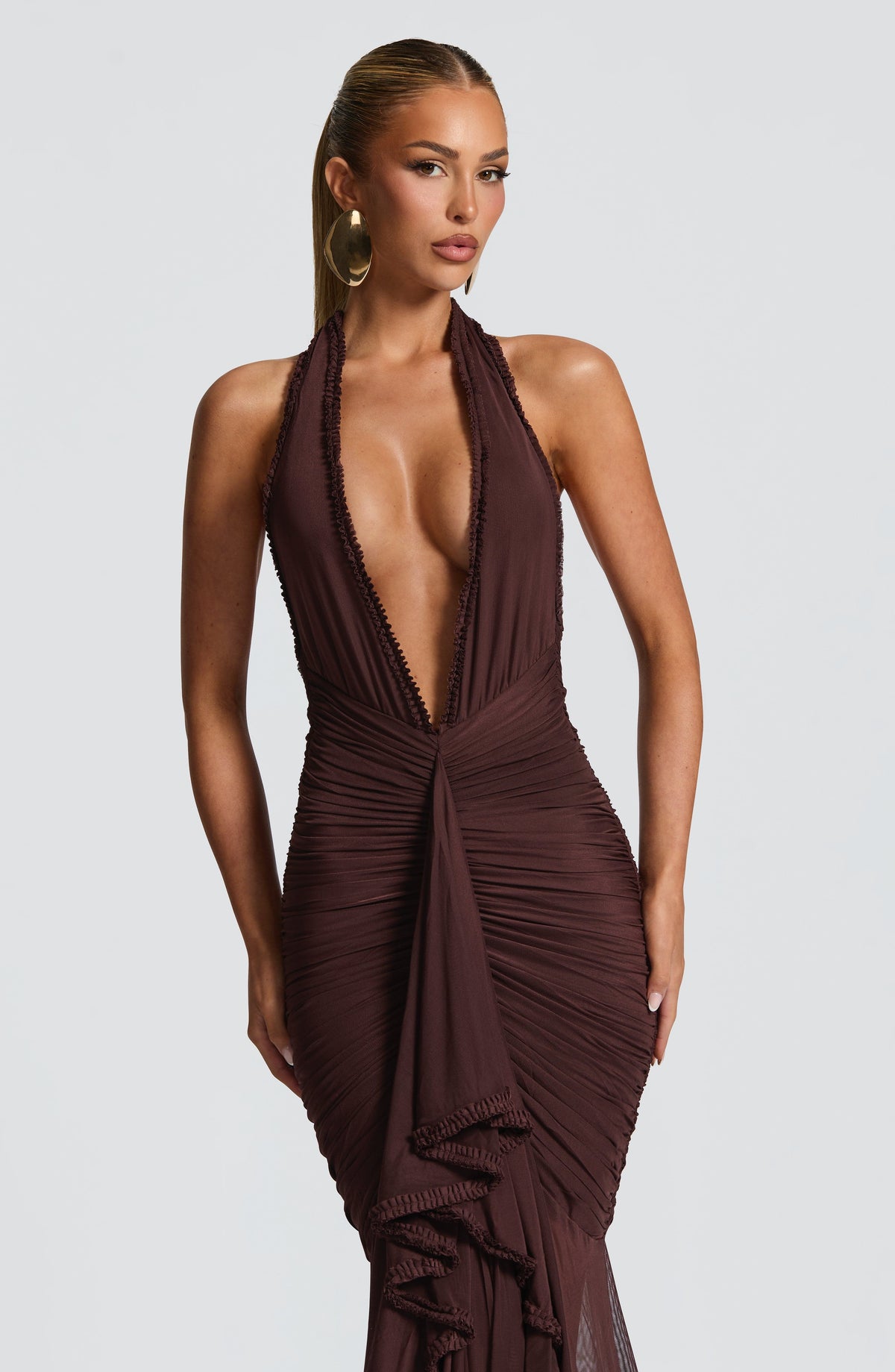 Janessa Maxi Elbise - Mürdüm Kahve