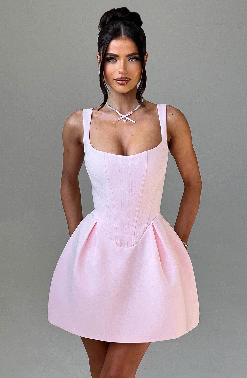 Janiyah Mini Elbise - Pudra