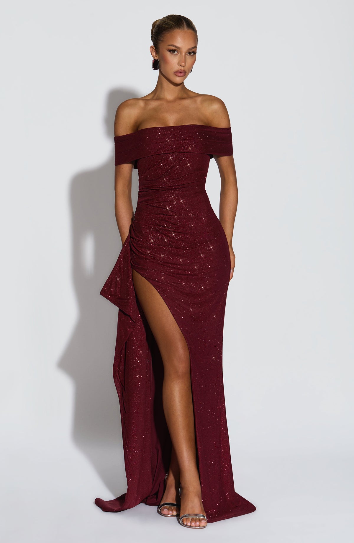Joyce Maxi Elbise - Işıltılı Şarap