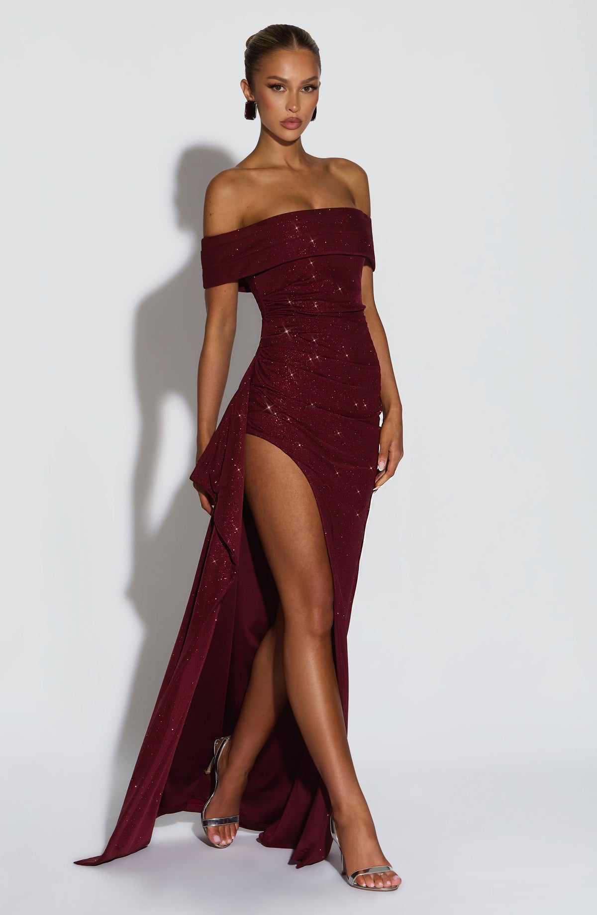 Joyce Maxi Elbise - Işıltılı Şarap