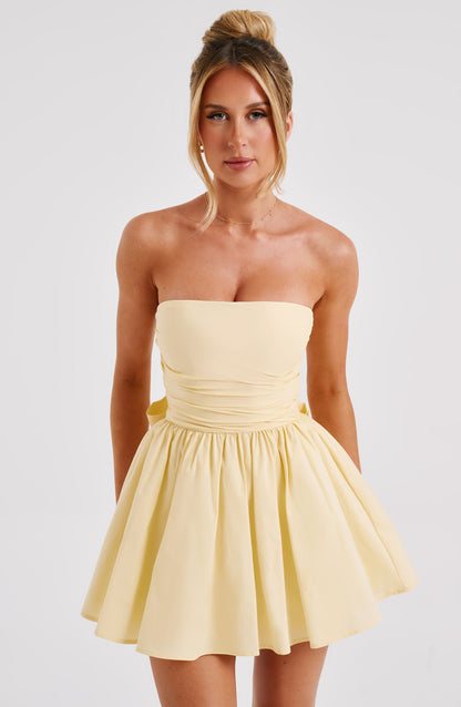 Katrina Mini Elbise - Limon Sarısı