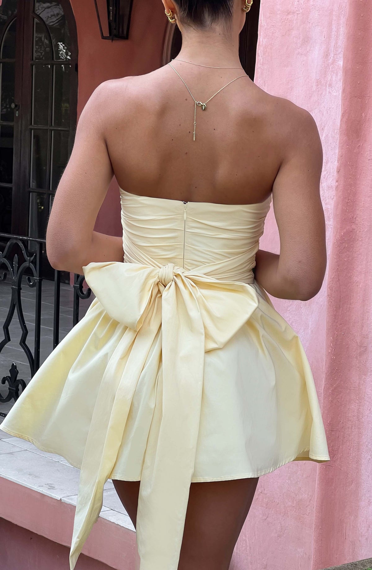Katrina Mini Elbise - Limon Sarısı
