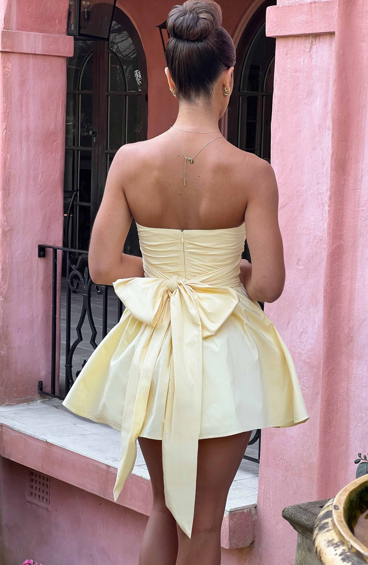 Katrina Mini Elbise - Limon Sarısı
