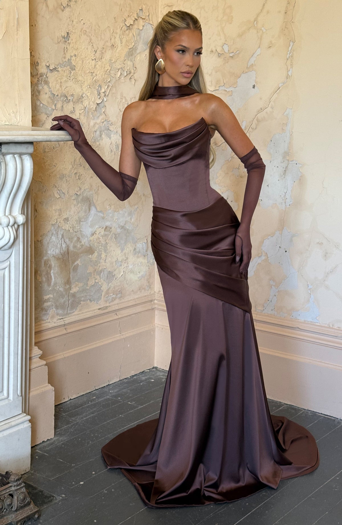 Kensington Maxi Elbise - Mürdüm Kahve