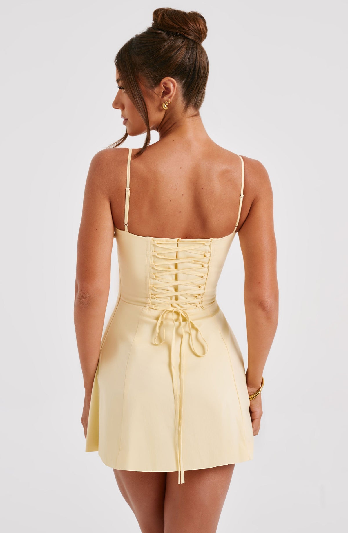 Lacey Mini Elbise - Limon Sarısı