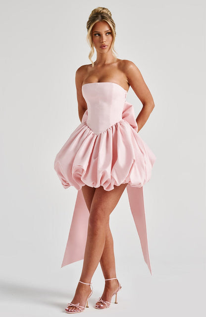Lotus Mini Elbise - Pudra