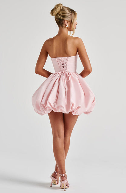 Lotus Mini Elbise - Pudra