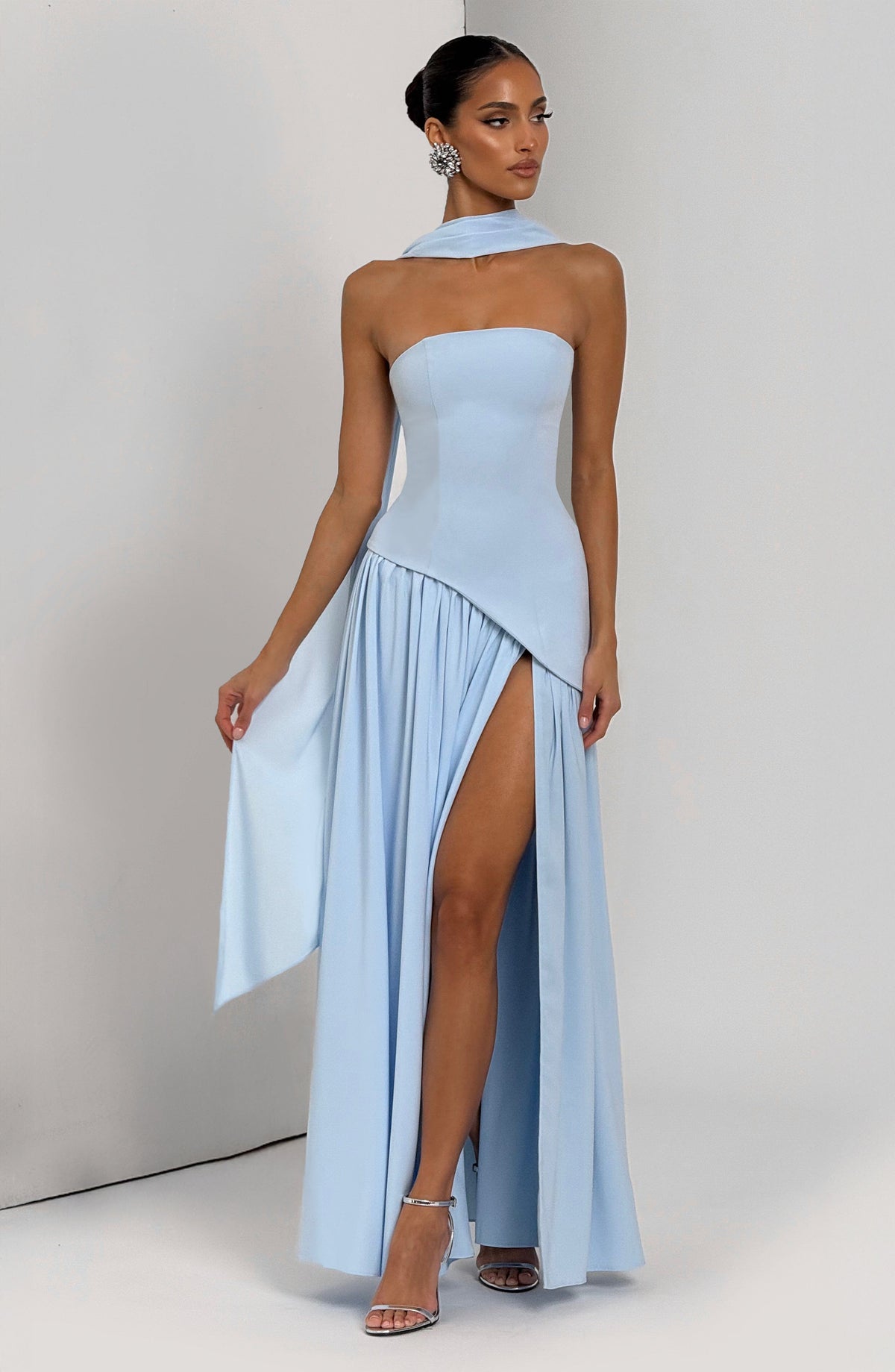 Maliyah Maxi Elbise - Bebek Mavisi