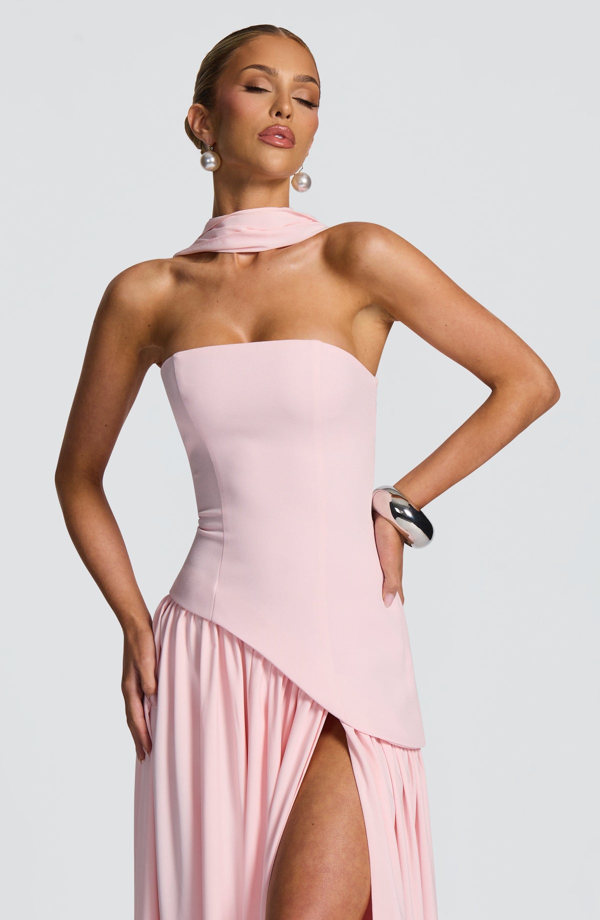 Maliyah Maxi Elbise - Pudra