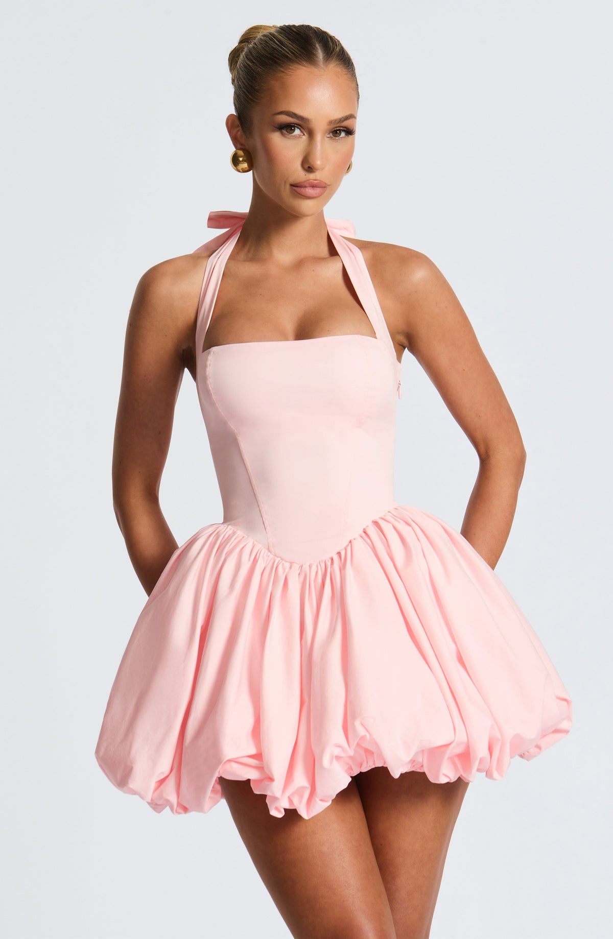 Maricia Mini Elbise - Pudra