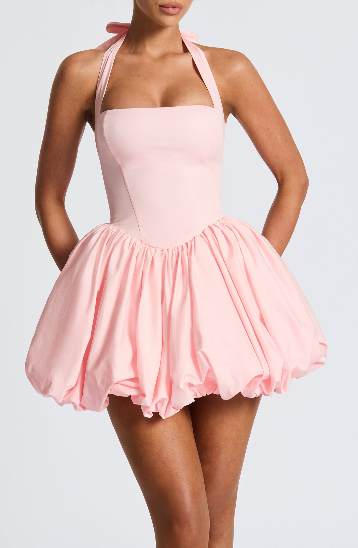 Maricia Mini Elbise - Pudra