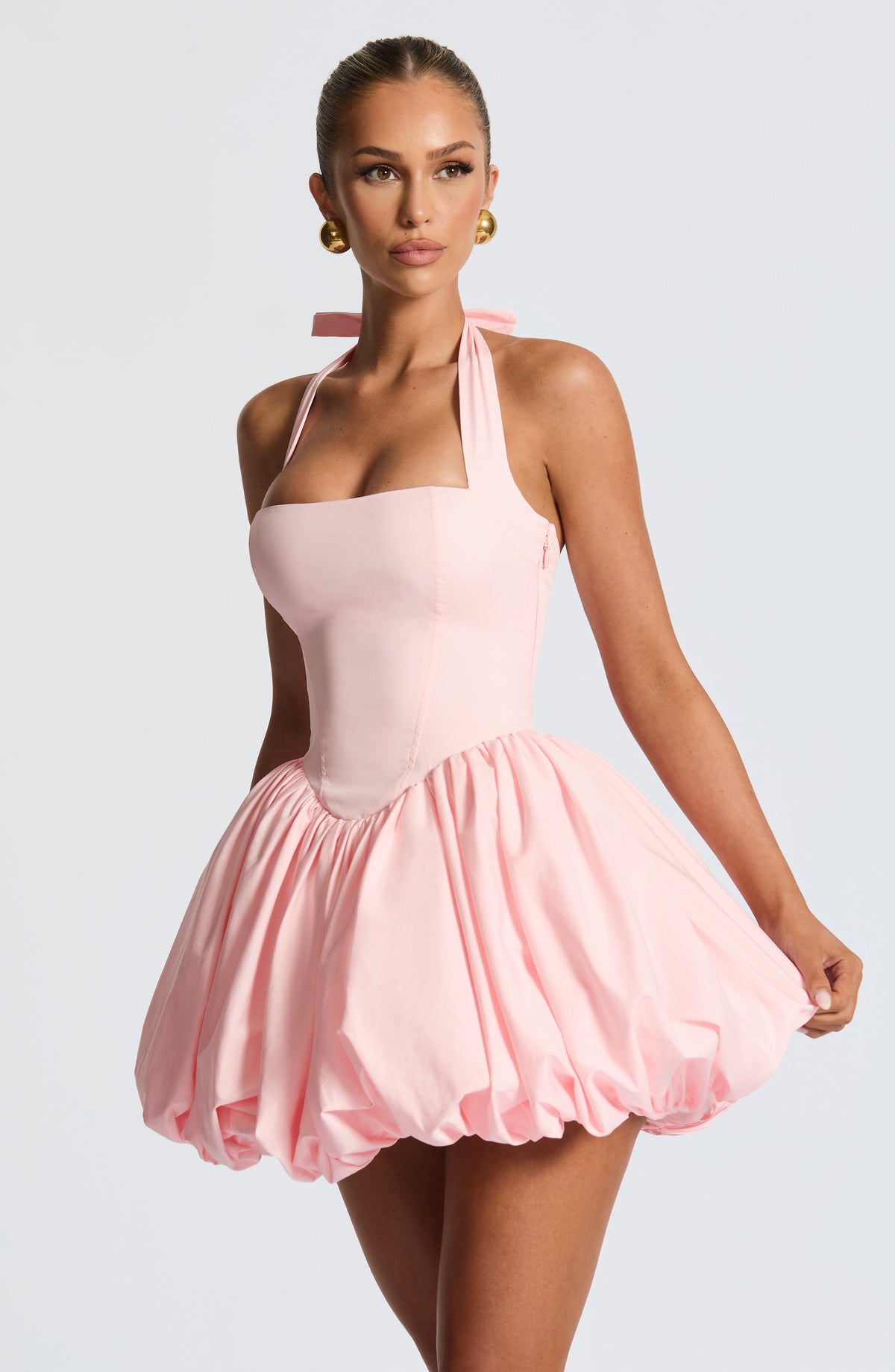 Maricia Mini Elbise - Pudra