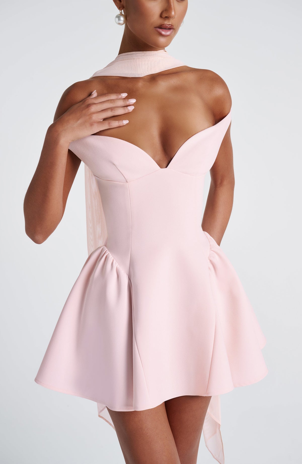 Marla Mini Elbise - Pudra