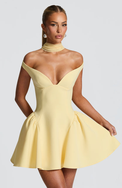 Marla Mini Elbise - Limon Sarısı