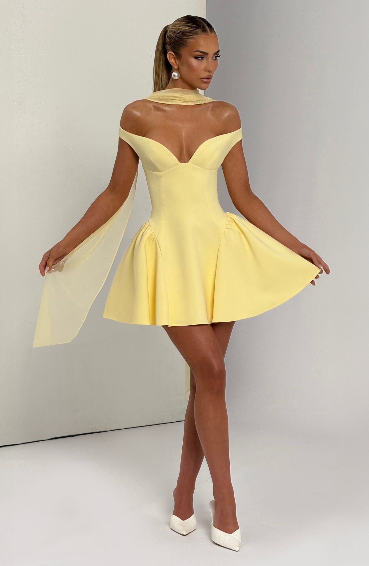 Marla Mini Elbise - Limon Sarısı