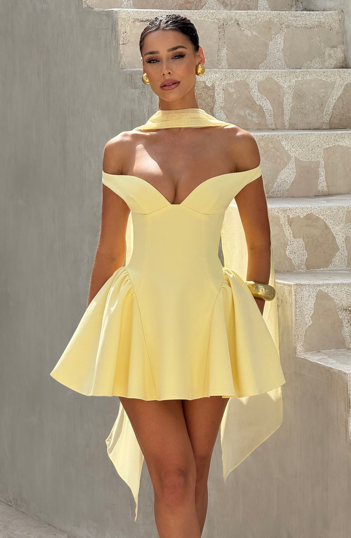 Marla Mini Elbise - Limon Sarısı