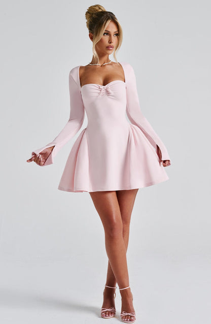 Megan Mini Elbise - Pudra