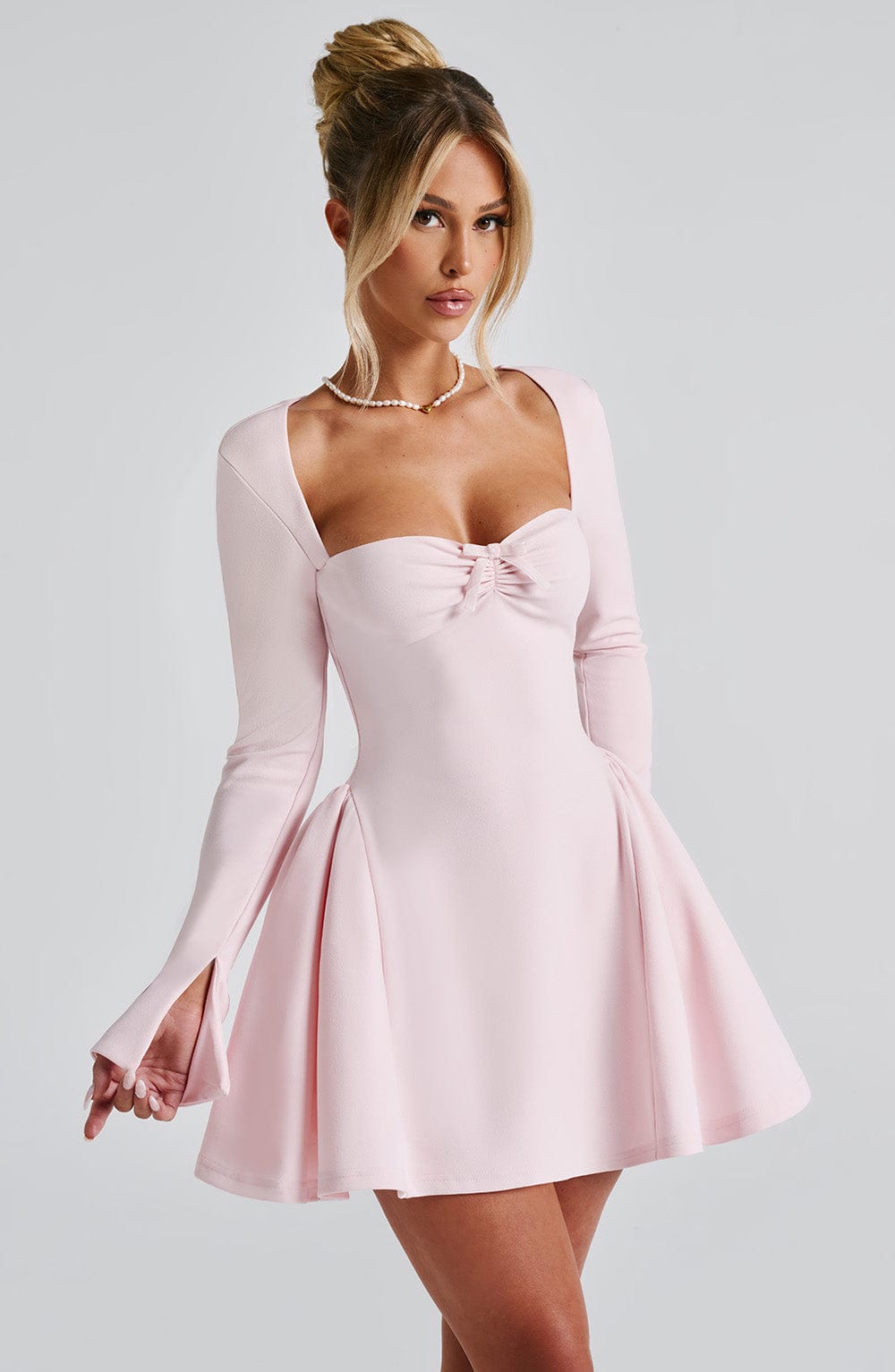 Megan Mini Elbise - Pudra