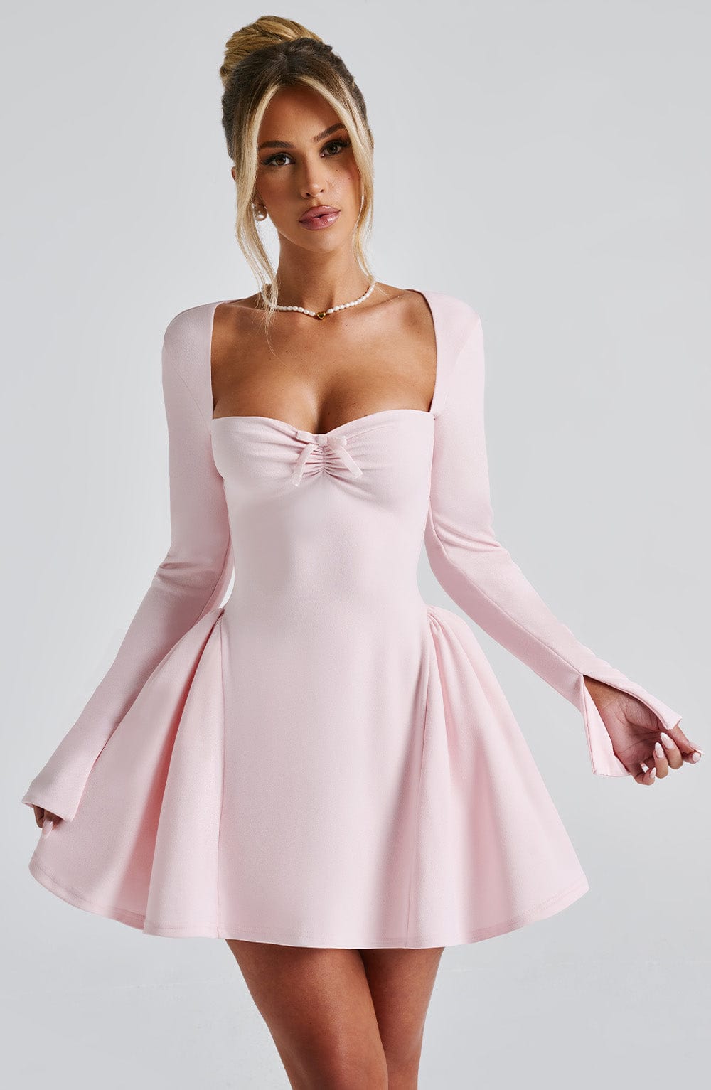 Megan Mini Elbise - Pudra