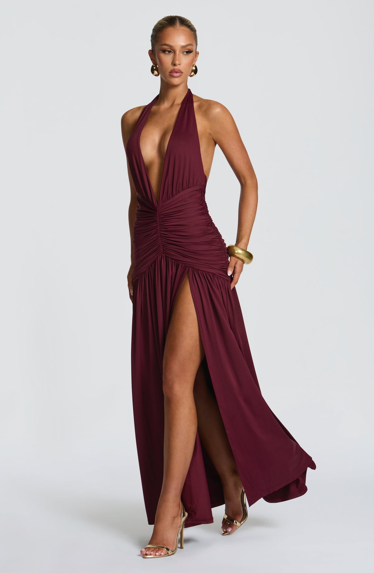 Melania Maxi Elbise - Vişne Çürüğü