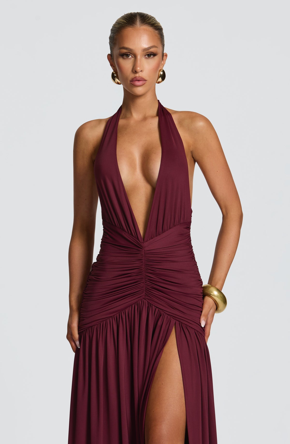 Melania Maxi Elbise - Vişne Çürüğü