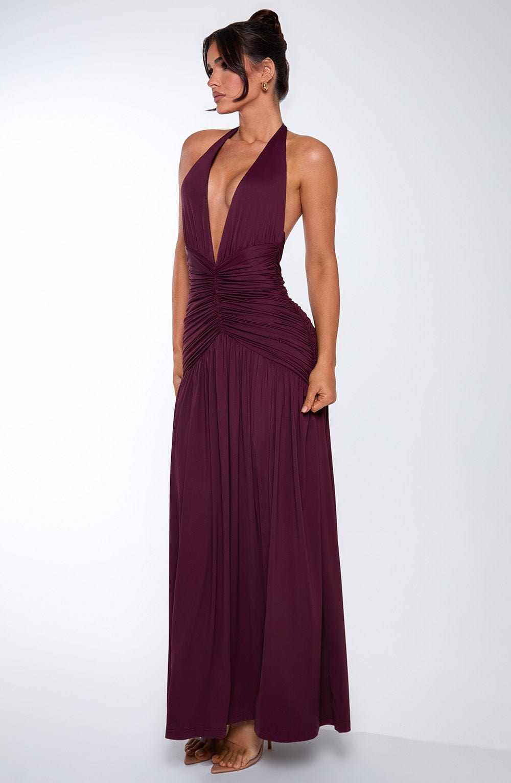 Melania Maxi Elbise - Vişne Çürüğü