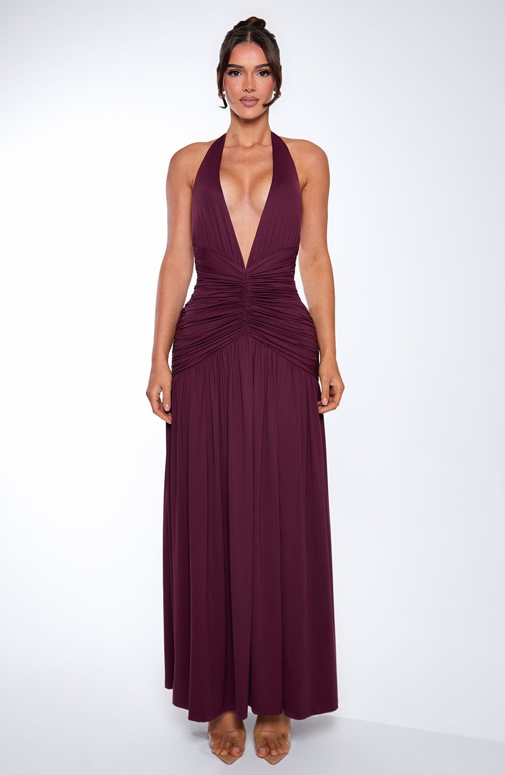 Melania Maxi Elbise - Vişne Çürüğü