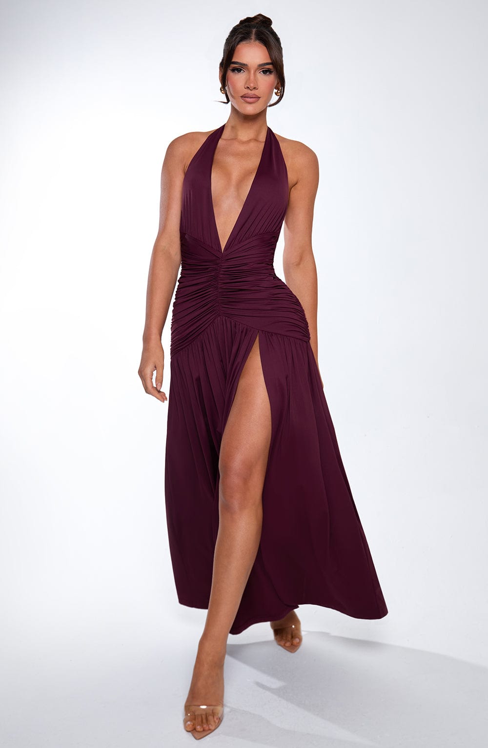Melania Maxi Elbise - Vişne Çürüğü