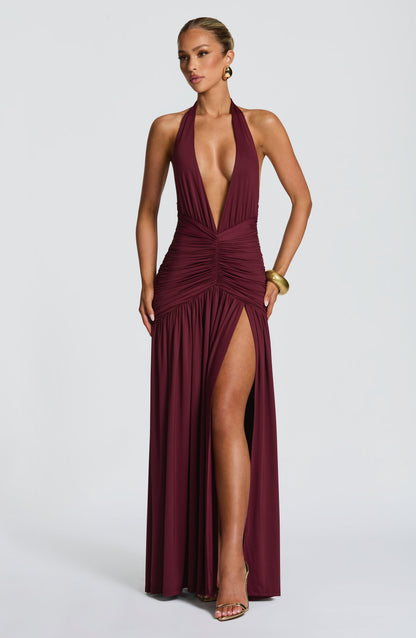 Melania Maxi Elbise - Vişne Çürüğü