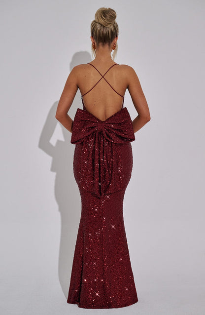 Meridith Maxi Elbise - Şarap