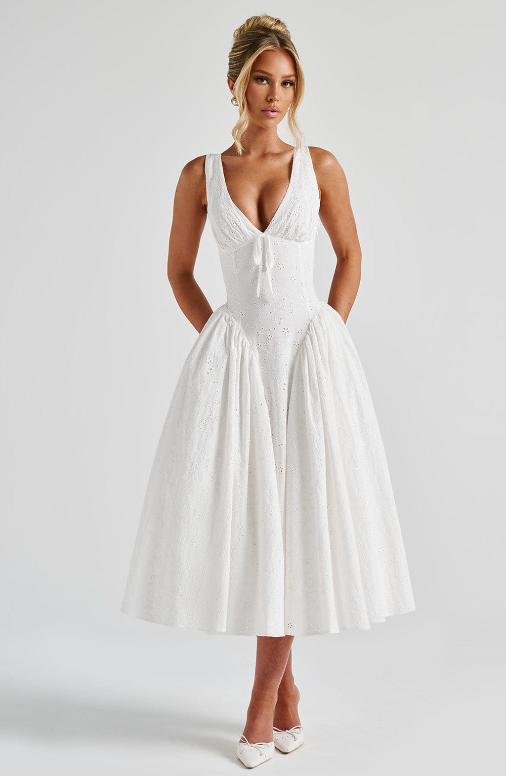 Monroe Midi Elbise - Fildişi