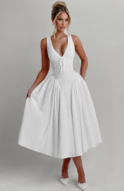 Monroe Midi Elbise - Fildişi