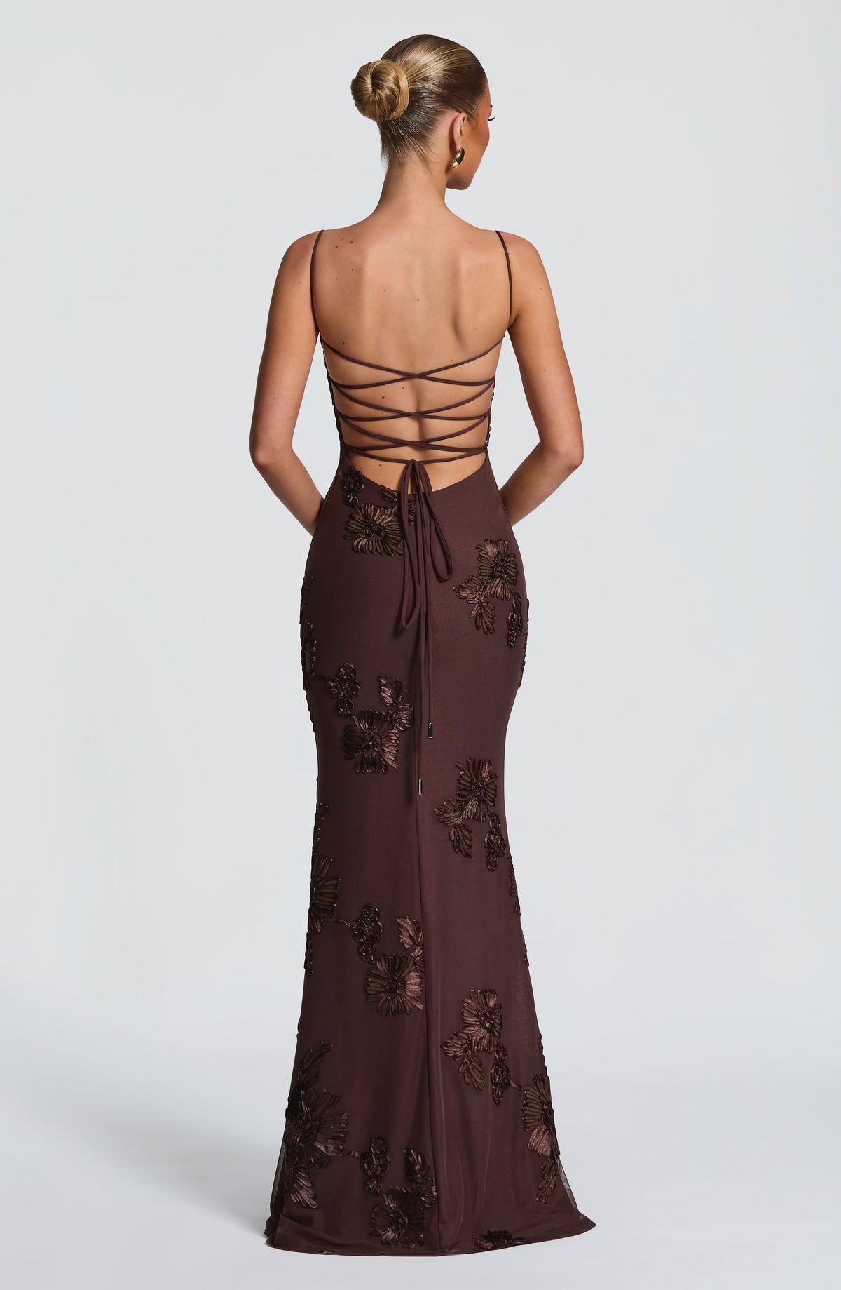 Nefertiti Maxi Elbise - Mürdüm Kahve