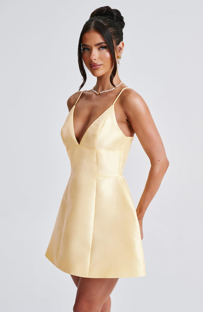 Nicole Mini Elbise - Limon Sarısı