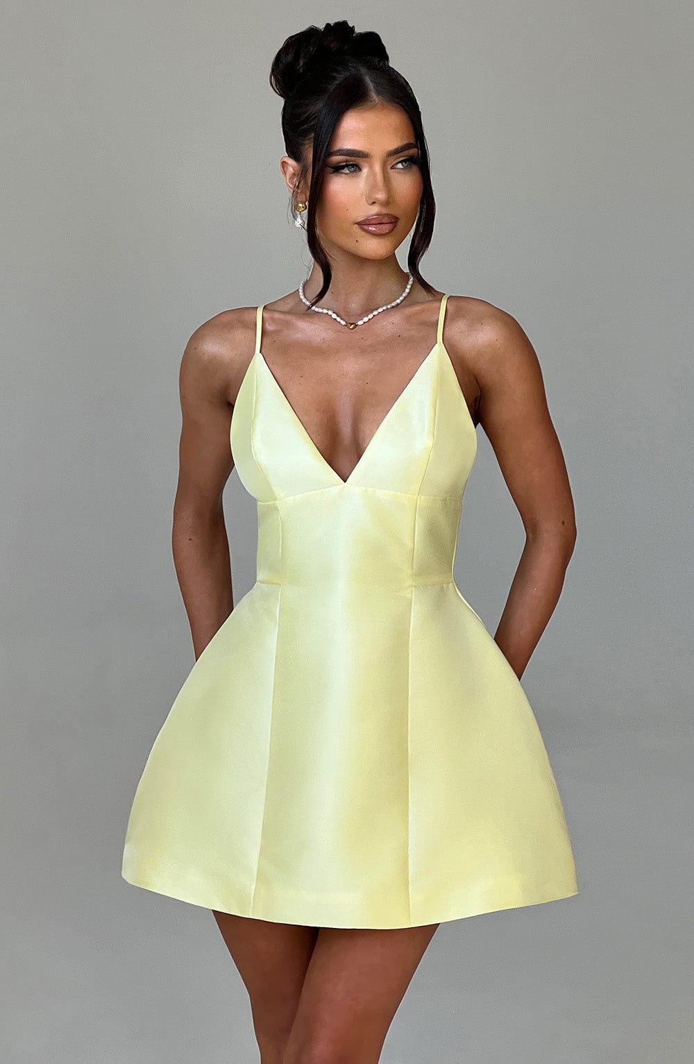 Nicole Mini Elbise - Limon Sarısı