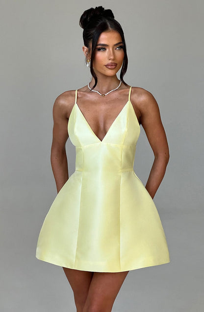 Nicole Mini Elbise - Limon Sarısı