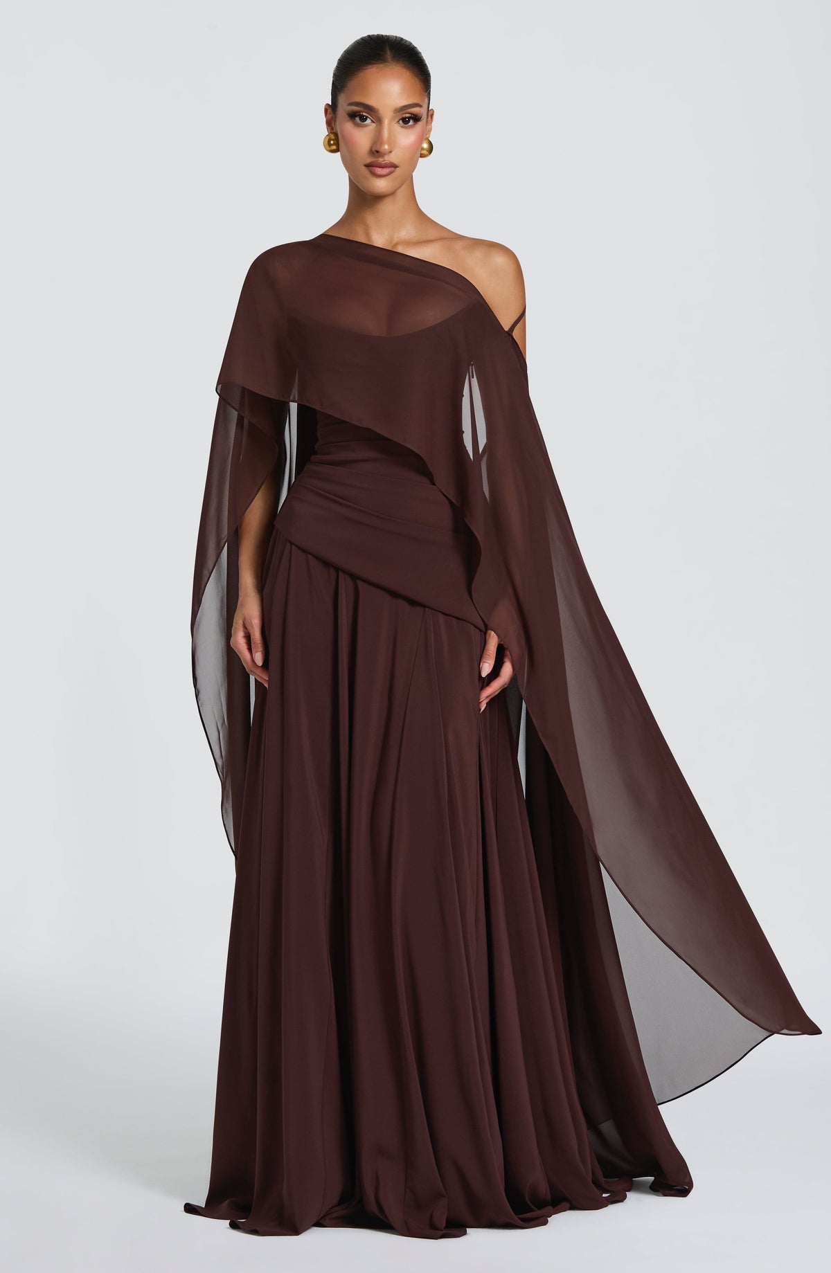 Patricia Maxi Elbise - Mürdüm Kahve