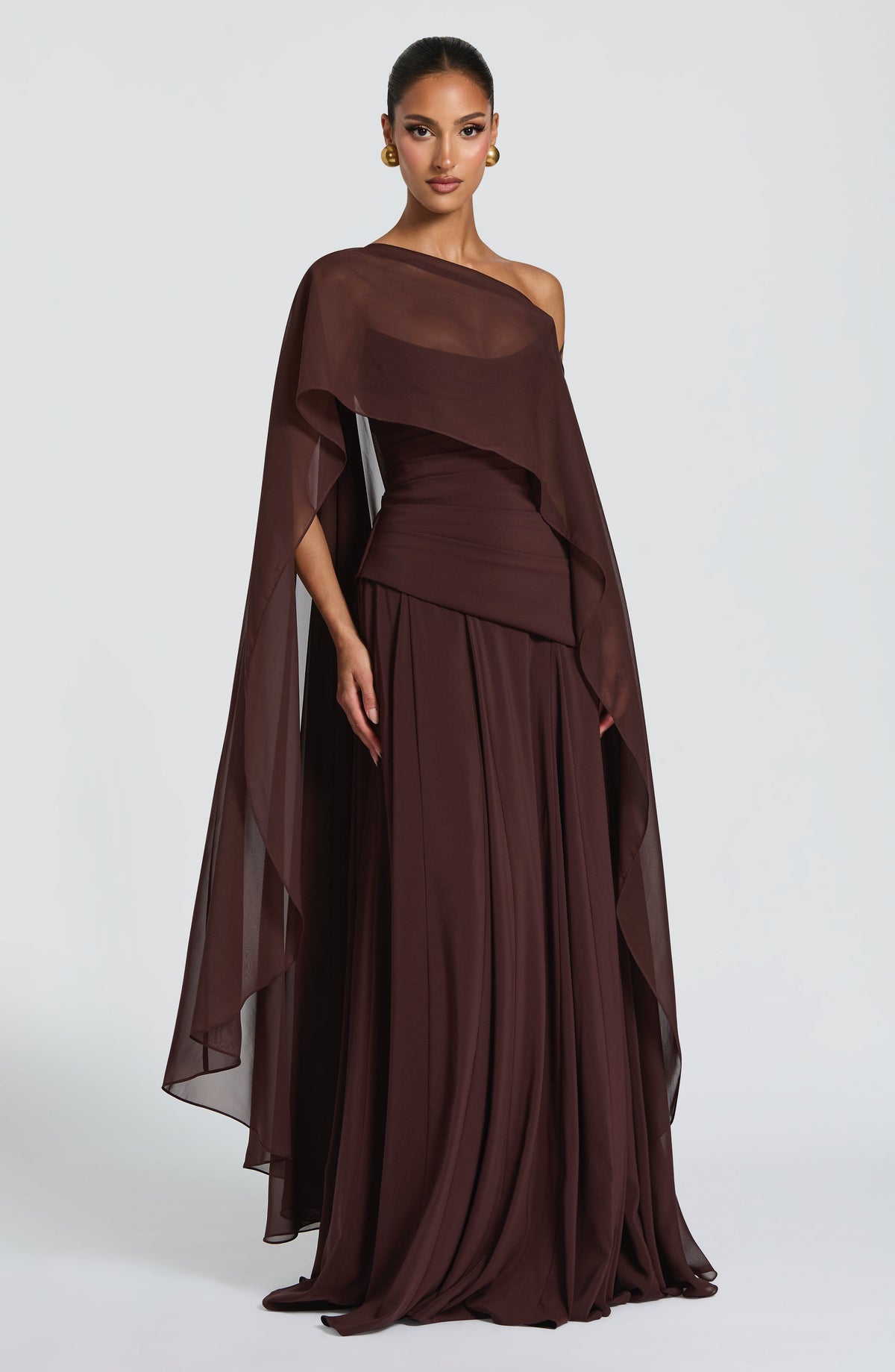 Patricia Maxi Elbise - Mürdüm Kahve